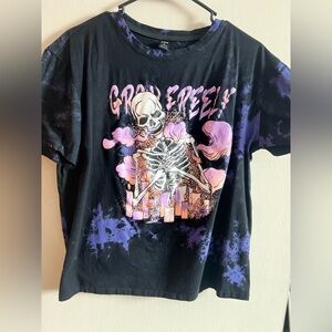 ROMWE Black and Purple Graphic Tee